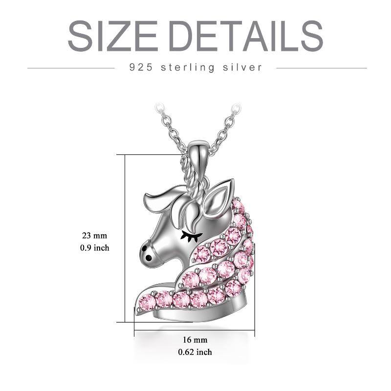 Sterling Silver .925 Unicorn Necklace with Pink Crystals