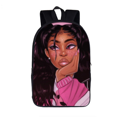 ¡¡¡EN VENTA!!! ¡¡¡50% REBAJADO!!! Mochila con estampado de dibujos animados nuevos de niña nubia en 3D