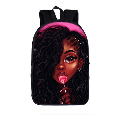 ¡¡¡EN VENTA!!! ¡¡¡50% REBAJADO!!! Mochila con estampado de dibujos animados nuevos de niña nubia en 3D