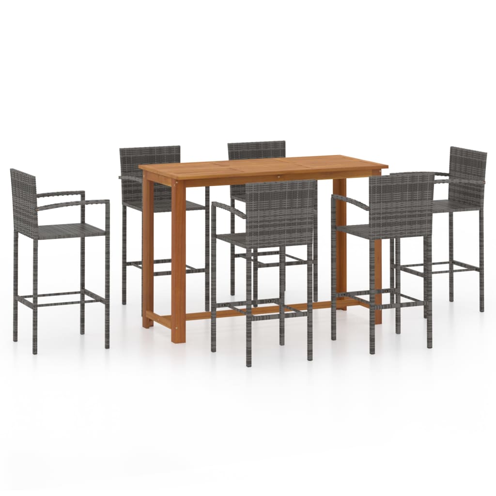 7 Piece Garden Bar Set Gray