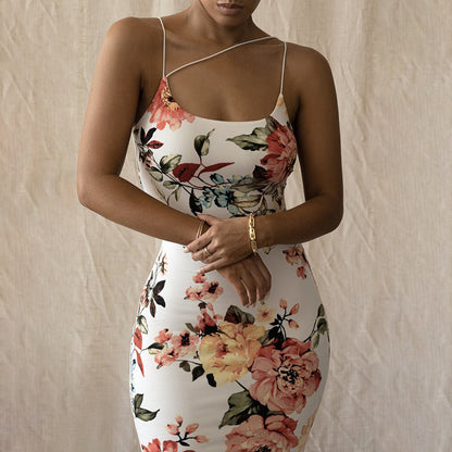 Women's Summer Print Sling Slim Dress