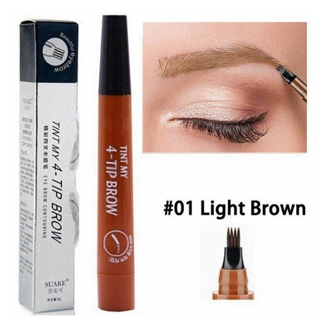 5 Colors Eyebrow Pen Waterproof 4 Fork Tip Eyebrow Tattoo Pencil Cosmetic Long Lasting Natural Dark Brown Liquid Eye Brow Pencil - The Styky Shack