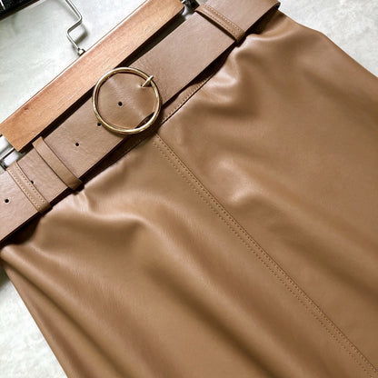 PU Leather Skirt Metal Buckle Belt