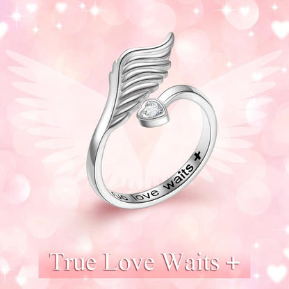 Angel Wings Purity Rings .925 Sterling Silver True Love Waits Anniversary Birthday Gift