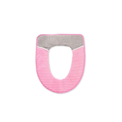 Bathroom Toilet Seat Cover Toilet Seat Sticky Buckle Corduroy Stripe Thickened Winter Warm Waterproof Bathroom Lavatory Cushion