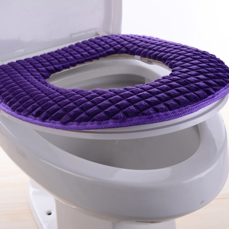 Accesorios de baño cubierta de asiento de inodoro suave y cálida felpa cubierta de inodoro de invierno almohadilla de tapa de asiento decoración del hogar