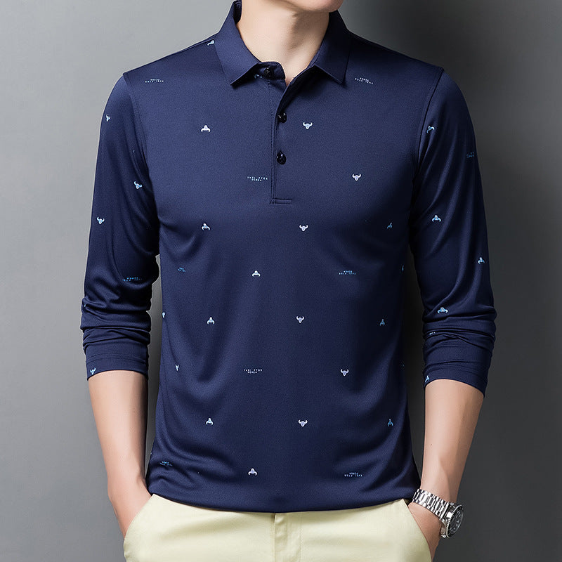 ON SALE!!! 50% OFF!!! Men's Long-sleeve Lapel T-shirt Bottom Shirt