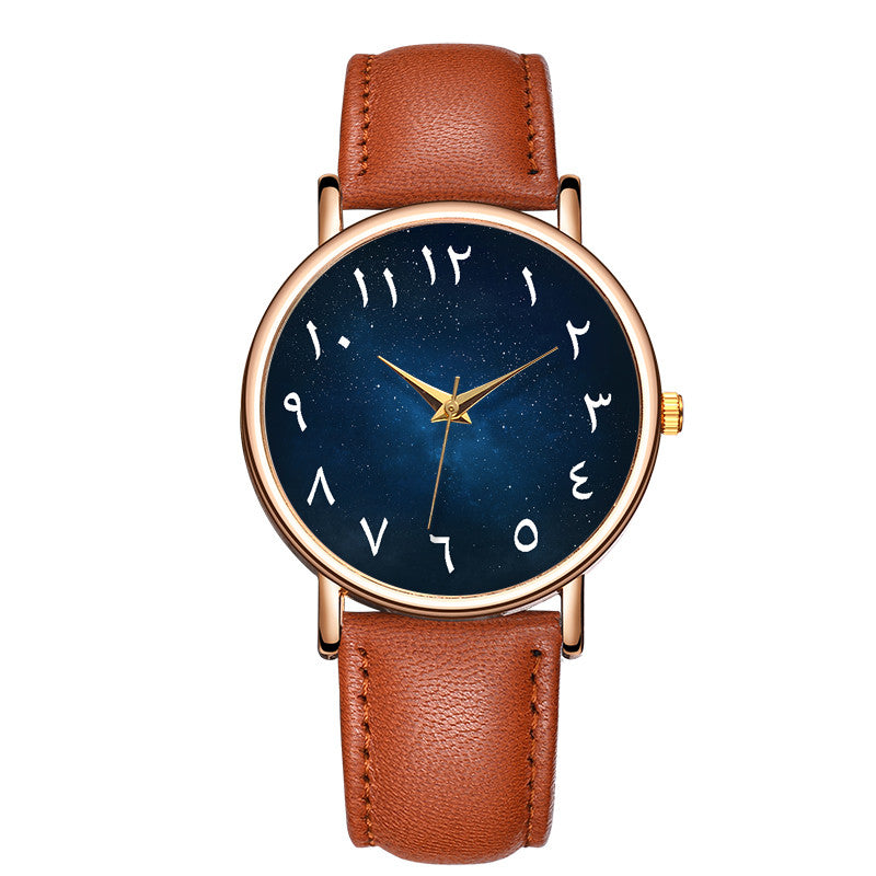 Arabic Numerals Dial Wrist Watch Leather Band