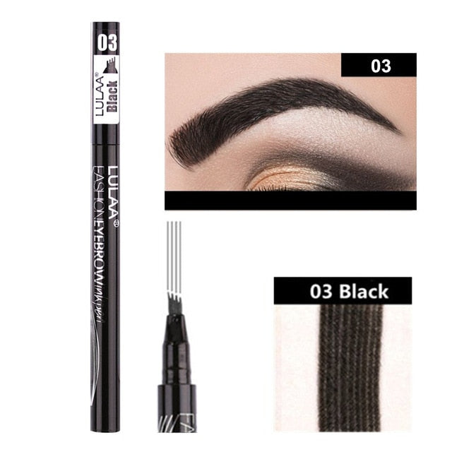 5 Colors Eyebrow Pen Waterproof 4 Fork Tip Eyebrow Tattoo Pencil Cosmetic Long Lasting Natural Dark Brown Liquid Eye Brow Pencil - The Styky Shack