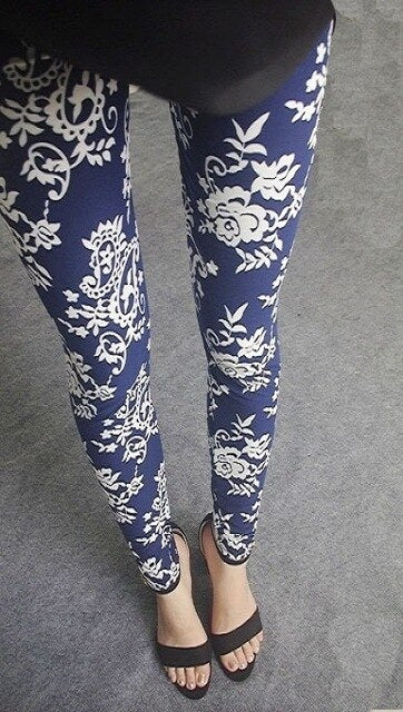 Leggings de mujer, Leggings con estampado de pintura de tinta de viento nacional, Leggings transpirables de cintura alta de verano, pantalones de mujer 