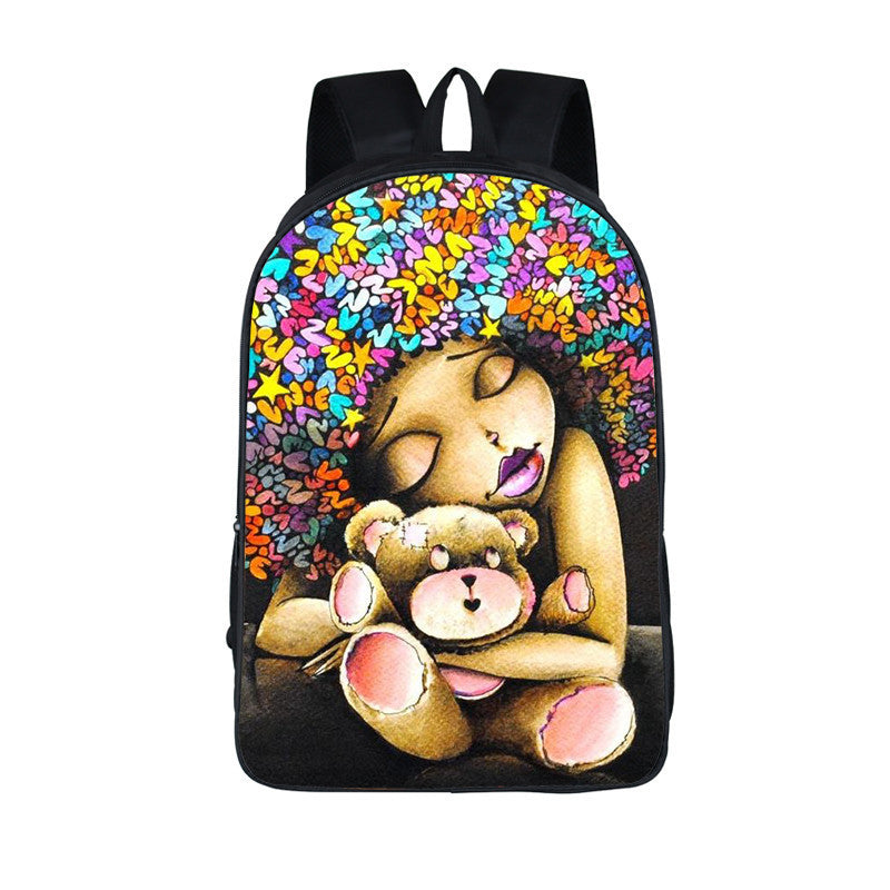 ¡¡¡EN VENTA!!! ¡¡¡50% REBAJADO!!! Mochila con estampado de dibujos animados nuevos de niña nubia en 3D