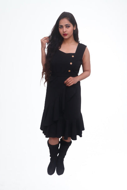 Women Stylish Solid Fit and Flare Dress