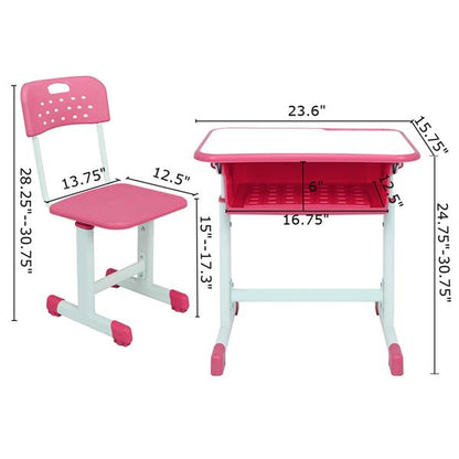 Kit de escritorio y silla ajustable para estudiantes, color rosa 