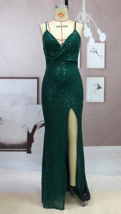 Banquet Evening Sequins Slit Sexy Halter Party / Cocktail / Prom Gowns