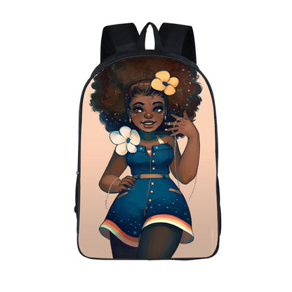 ¡¡¡EN VENTA!!! ¡¡¡50% REBAJADO!!! Mochila con estampado de dibujos animados nuevos de niña nubia en 3D