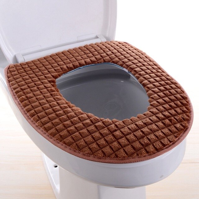 Accesorios de baño cubierta de asiento de inodoro suave y cálida felpa cubierta de inodoro de invierno almohadilla de tapa de asiento decoración del hogar