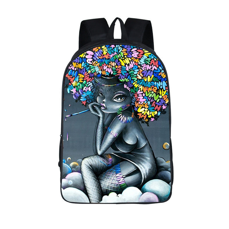 ¡¡¡EN VENTA!!! ¡¡¡50% REBAJADO!!! Mochila con estampado de dibujos animados nuevos de niña nubia en 3D