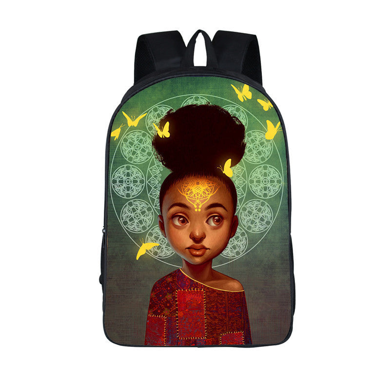 ¡¡¡EN VENTA!!! ¡¡¡50% REBAJADO!!! Mochila con estampado de dibujos animados nuevos de niña nubia en 3D