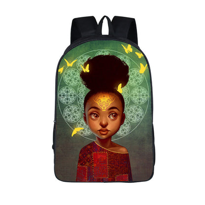 ¡¡¡EN VENTA!!! ¡¡¡50% REBAJADO!!! Mochila con estampado de dibujos animados nuevos de niña nubia en 3D