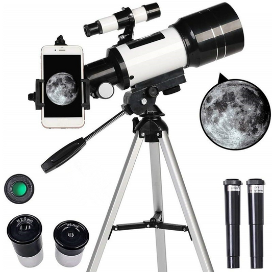 Astronomical Telescope 70mm Aperture 300mm Focal Length Tripod Outdoor Camping Telescope for Kids & Beginners - The Styky Shack