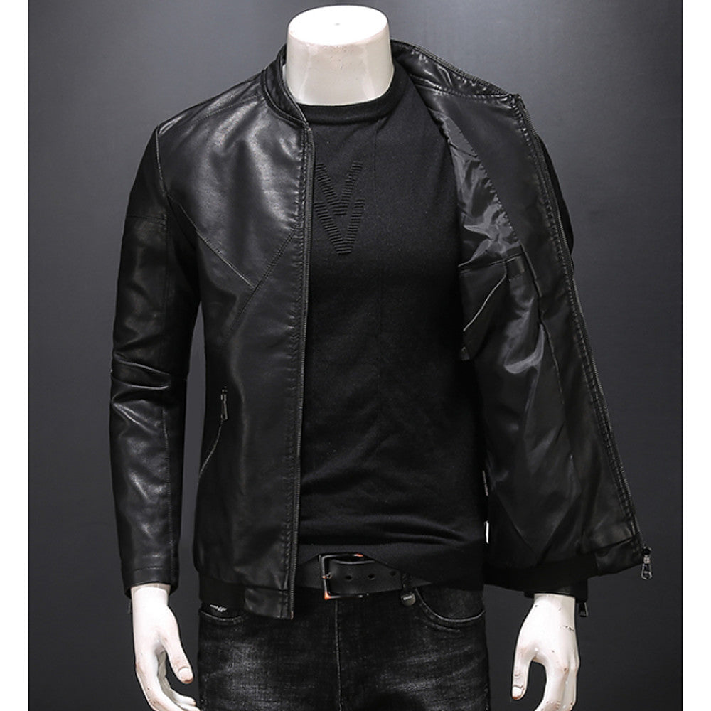 Basic Solid Color, Strong Material and Warm Faux Leather Jacket