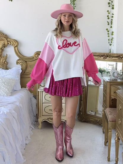 "Sweet Love" Embroidered Long Sleeve Sweatshirt