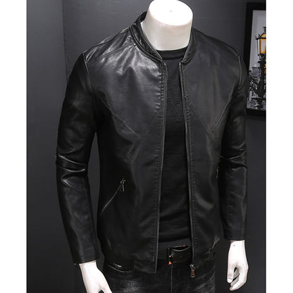 Basic Solid Color, Strong Material and Warm Faux Leather Jacket