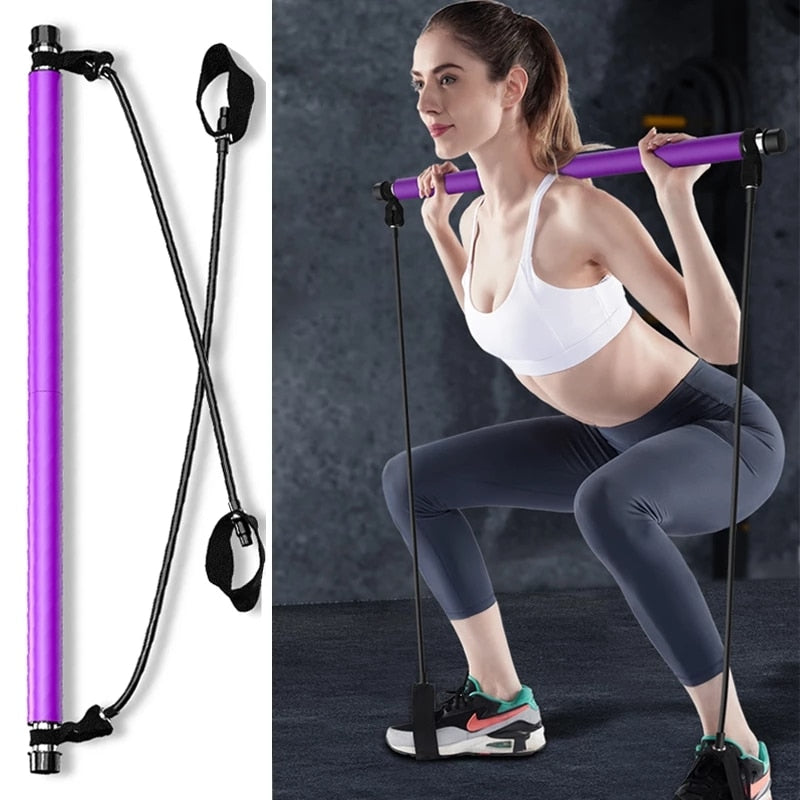 Yoga Crossfit Resistance Bands Exerciser Pull Rope Portable Gym Workout Pilates Bar