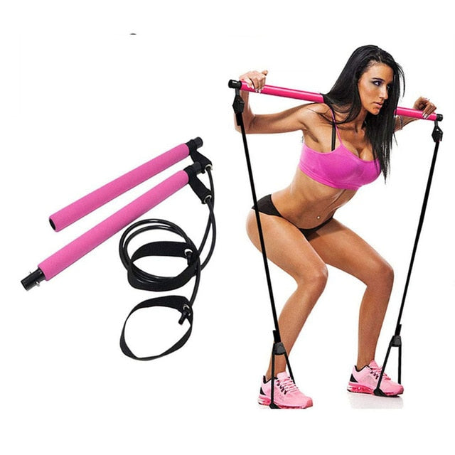 Yoga Crossfit Resistance Bands Exerciser Pull Rope Portable Gym Workout Pilates Bar