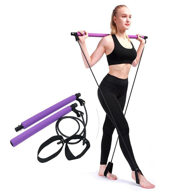 Yoga Crossfit Resistance Bands Exerciser Pull Rope Portable Gym Workout Pilates Bar