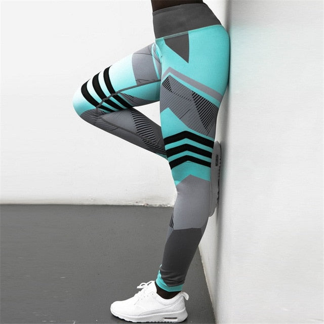 Women Quick Dry Sport Fitness Leggins Geometric Printed Sports Pants Yoga Pants Leggings Slim Tights Trousers For Women S-XXXL