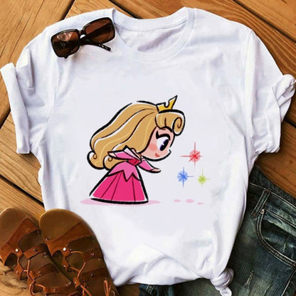 Woman T-Shirts Kawaii Clothes Graphic T Shirts Harajuku Vogue T Shirt Female Top Princess Ulzzang Fashion Cute Funny Cartoon 90S