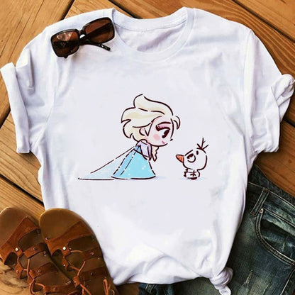 Woman T-Shirts Kawaii Clothes Graphic T Shirts Harajuku Vogue T Shirt Female Top Princess Ulzzang Fashion Cute Funny Cartoon 90S