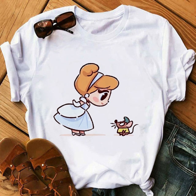 Woman T-Shirts Kawaii Clothes Graphic T Shirts Harajuku Vogue T Shirt Female Top Princess Ulzzang Fashion Cute Funny Cartoon 90S