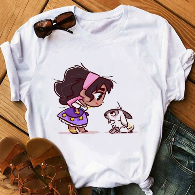 Woman T-Shirts Kawaii Clothes Graphic T Shirts Harajuku Vogue T Shirt Female Top Princess Ulzzang Fashion Cute Funny Cartoon 90S