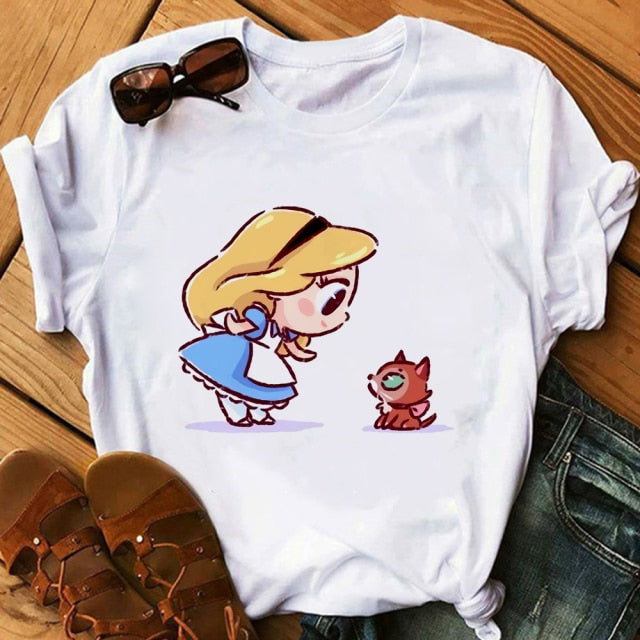 Woman T-Shirts Kawaii Clothes Graphic T Shirts Harajuku Vogue T Shirt Female Top Princess Ulzzang Fashion Cute Funny Cartoon 90S