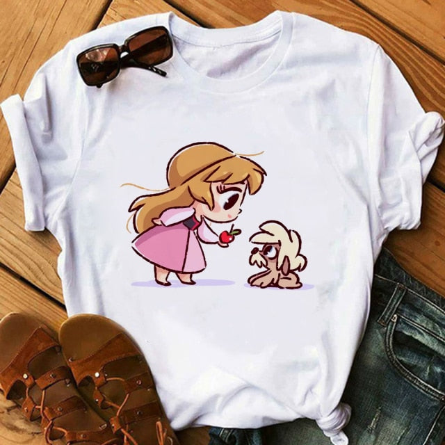 Camisetas para mujer, ropa Kawaii, camisetas gráficas Harajuku Vogue, camiseta femenina, Top de princesa Ulzzang, moda bonita y divertida caricatura de los años 90