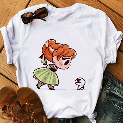 Camisetas para mujer, ropa Kawaii, camisetas gráficas Harajuku Vogue, camiseta femenina, Top de princesa Ulzzang, moda bonita y divertida caricatura de los años 90