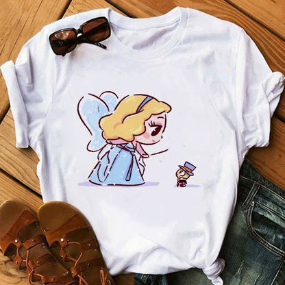 Woman T-Shirts Kawaii Clothes Graphic T Shirts Harajuku Vogue T Shirt Female Top Princess Ulzzang Fashion Cute Funny Cartoon 90S