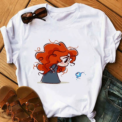 Woman T-Shirts Kawaii Clothes Graphic T Shirts Harajuku Vogue T Shirt Female Top Princess Ulzzang Fashion Cute Funny Cartoon 90S