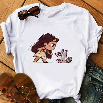 Woman T-Shirts Kawaii Clothes Graphic T Shirts Harajuku Vogue T Shirt Female Top Princess Ulzzang Fashion Cute Funny Cartoon 90S