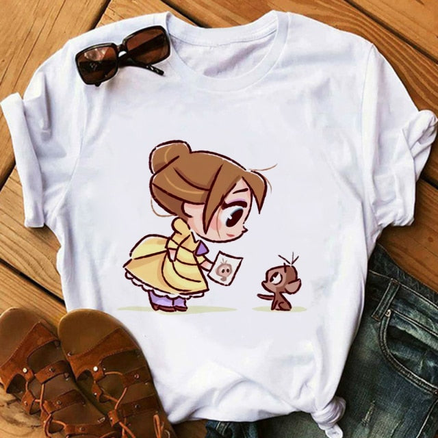 Woman T-Shirts Kawaii Clothes Graphic T Shirts Harajuku Vogue T Shirt Female Top Princess Ulzzang Fashion Cute Funny Cartoon 90S