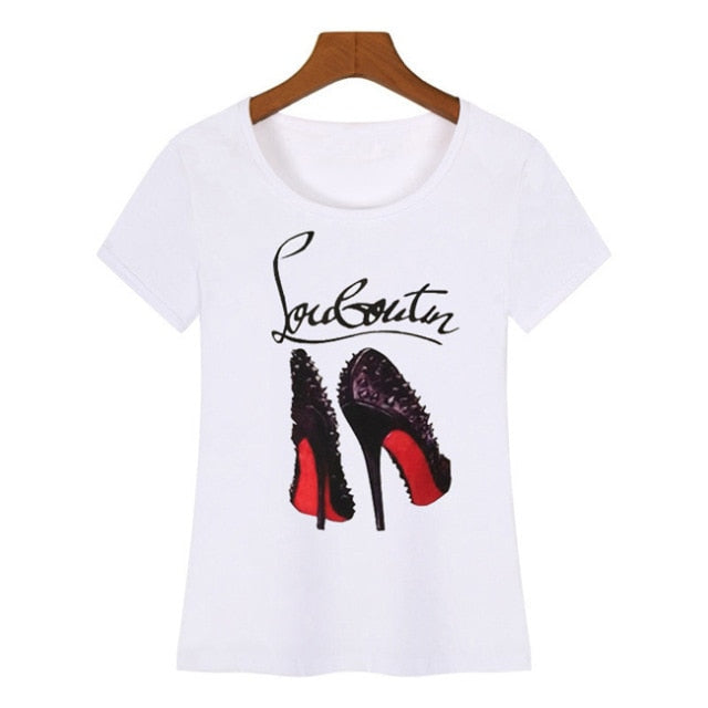 Women T-Shirts for High-heeled Printing TShirt 2019 New Cotton O-Neck Tops Tees