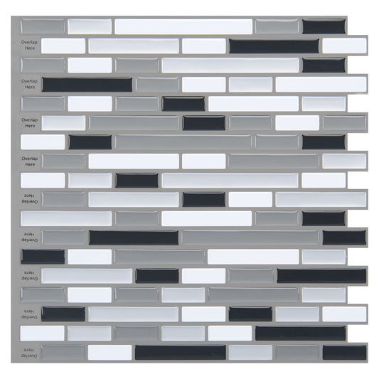 Art3d 30x30cm Peel and Stick Backsplash Tiles 3D Wall Stickers Gray-White Self-adhesive Water Proof