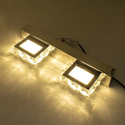 Lámpara doble de 6W, lámpara de superficie de cristal para baño y dormitorio, luz blanca plateada, decoración artística nórdica, iluminación moderna, espejo impermeable para pared