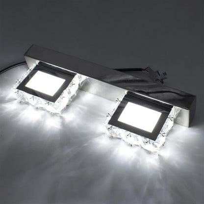 Lámpara doble de 6W, lámpara de superficie de cristal para baño y dormitorio, luz blanca plateada, decoración artística nórdica, iluminación moderna, espejo impermeable para pared