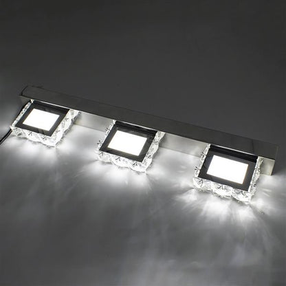 Lámpara doble de 6W, lámpara de superficie de cristal para baño y dormitorio, luz blanca plateada, decoración artística nórdica, iluminación moderna, espejo impermeable para pared