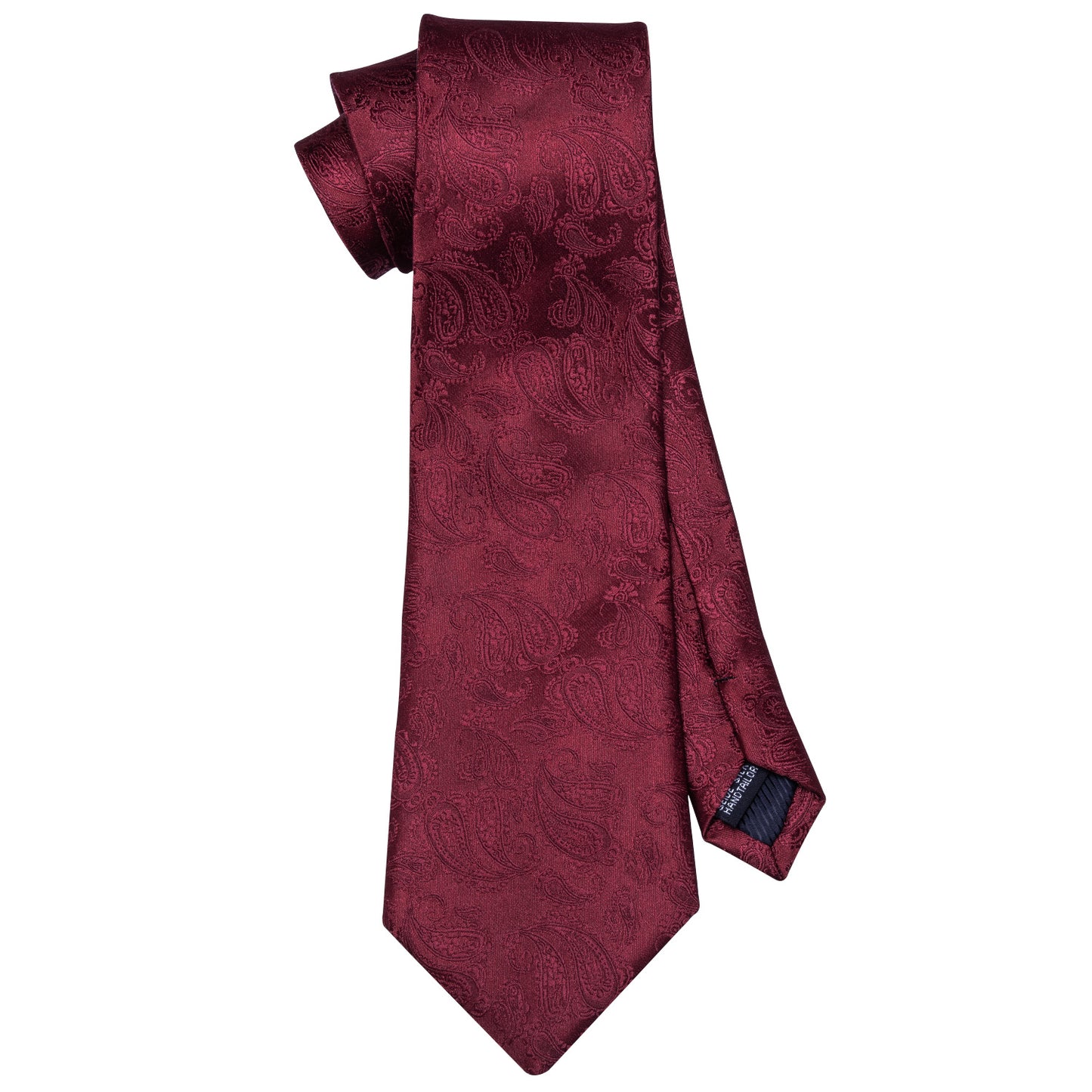 Conjunto de corbata tejida en jacquard rojo vino Pañuelo