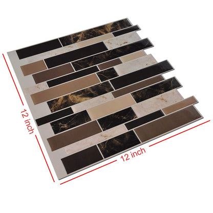 Art3d 30x30cm 3D Wall Stickers Self-adhesive Water Proof Brown Tan & Beige Marble Peel and Stick Backsplash Tile for Kitchen Bathroom