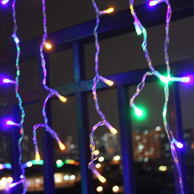 3Mx1M LED Icicle String Lights 120 LEDs Christmas Decorating Lights with 8 Modes Garland Outdoor Waterproof Home for Wedding Party Curtain Garden Window Home Décor Idea